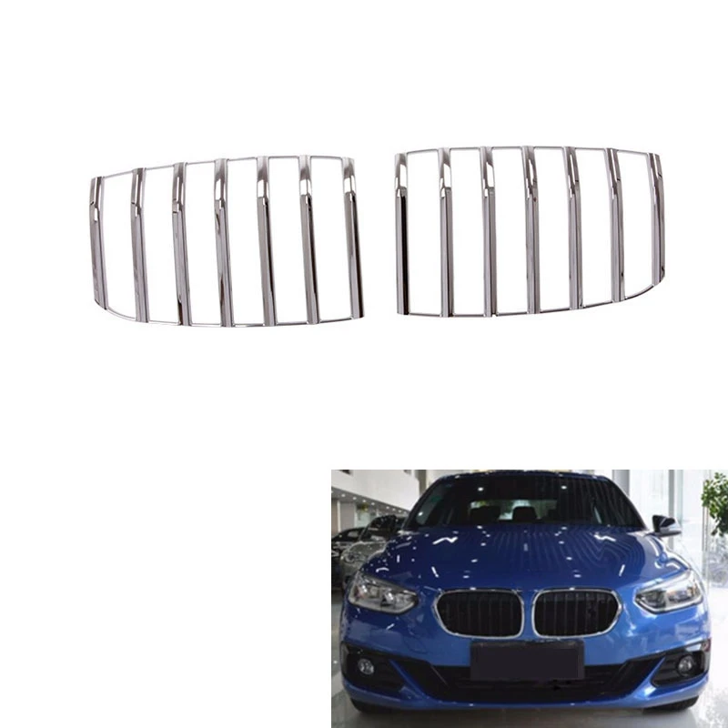 

2PCS/Set ABS Chrome Car Front Kidney Grill Grille Decorative Cover Trim For-BMW 1 Series 2017-2019 Car Styling