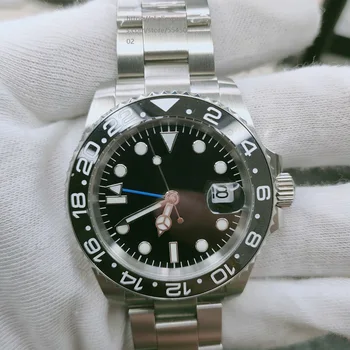 

Design Brand Luxury Men's Watch Automatic Mechanical Watch GMT Stainless Steel Sapphire Waterproof Business Sterile Black 47