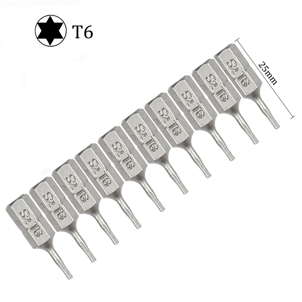 10pcs Torx Screwdriver Bit Set 1/4 Hex Shank Star T6 T7 T8 T10 T15