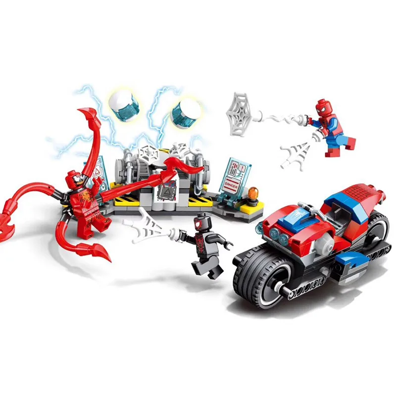 Cena 2019 Legoinglys Marvel superbohater zestaw Spiderman Mech Venom Mecha klocki dla dzieci kompatybilny z Legoinglys 76115