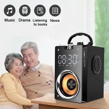 

Remote control wireless bluetooth speaker portable outdoor speaker LED time display stereo speaker FM radio quick pairing