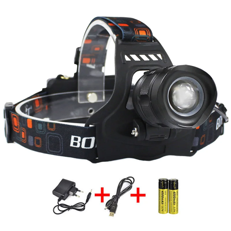 B BORUiT RJ-2157 светодиодный фары высокой Мощность 5000LM XM-L2 Фара 5-Режим масштабирования Фонарь налобный 18650 Перезаряжаемые Мощность с фонариком - Испускаемый цвет: B
