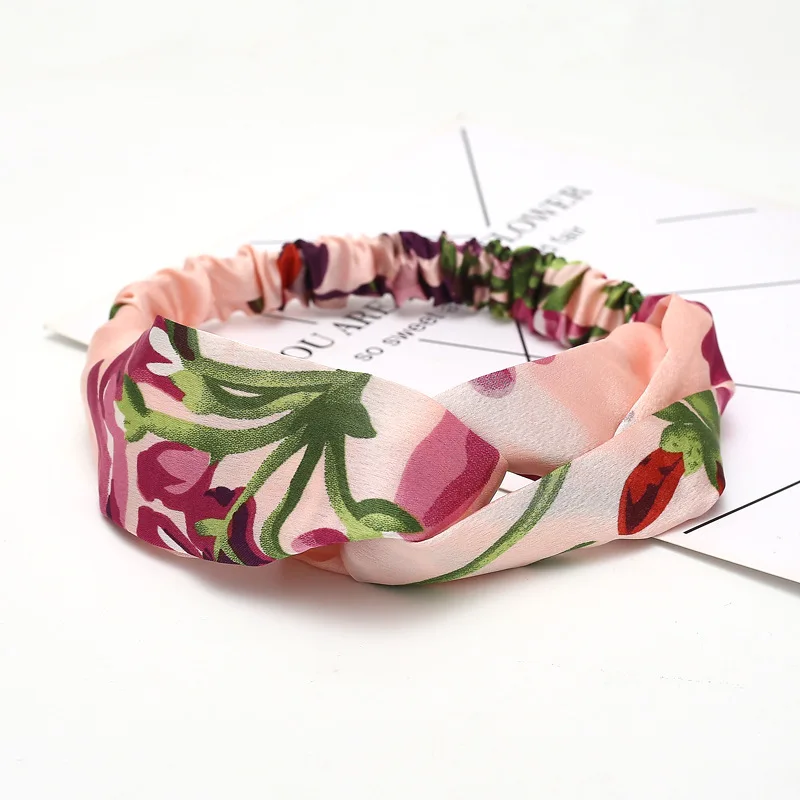 New Bohemian cross elastic hair band for women chiffon silk headband ladies headband hair accessories sports wash headwear