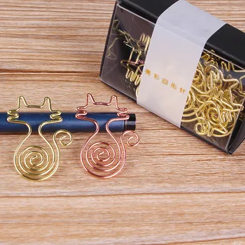 

8pcs Kawayi Cat Shape Paper Clips Paperclip Rose Gold Clip Creative Metal Decorative Book Folder Bookmark Memo Stationery