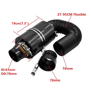 

3" Car Cold Air Filter Induction Kits High Flow Modification Ducting Admission Bent Stretch Tube Induction Hose Pipe