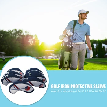 

10pcs/Set Golf Club Iron Head Covers Wedges Putter Protective Case Bag Kit for protecting Golf Club Iron Head