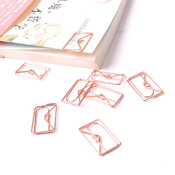 

1 PC Rose Gold Envelope Shape Paper Clip Bookmark Planner Metal Clip File Organizer Clips Stationery Office School Supplies