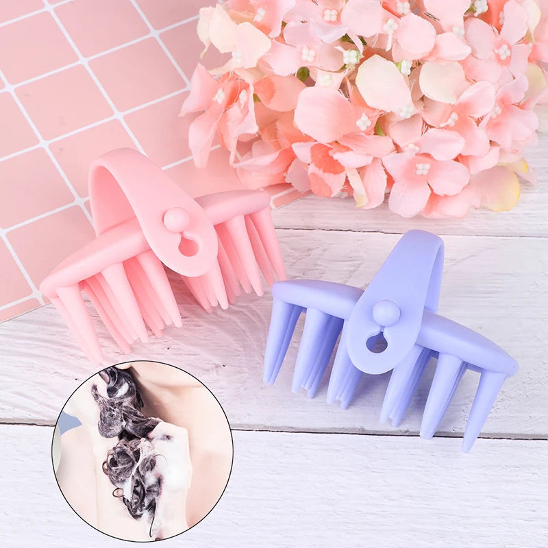 

2Colors Handheld Silicone Scalp Shampoo Massage Brush Washing Shower Spa Slimming Hair Comb Mini Head Meridian Massage Comb