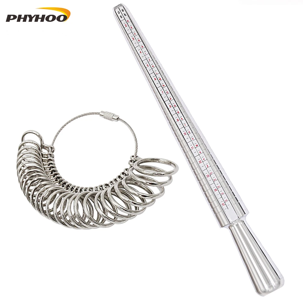 KOV Ring Sizer Gauge Set Jewelry Measure Finger Sizing Tools Rings Size Measurements UK Sizes A-Z Metal Steel