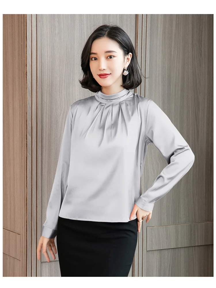 Корейские модные женские шелковые рубашки Женская атласная блузка, рубашка blusas Mujer De Moda женские блузки элегантные женские шелковые рубашки больших размеров
