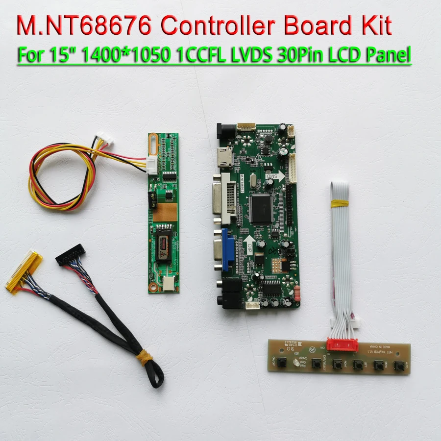Fit LP150E02 LP150E06 keyboard LVDS 30Pins+cable 1400*1050 15&quot VGA DVI 1CCFL M.NT68676 LCD screen controller board DIY kit | Компьютеры