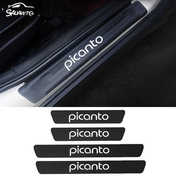 

4pcs Car Protector Door Sill Stickers For Kia Picanto 2004-2017 2018 2019 Auto Door threshold Plate Guards Stickers Accessories