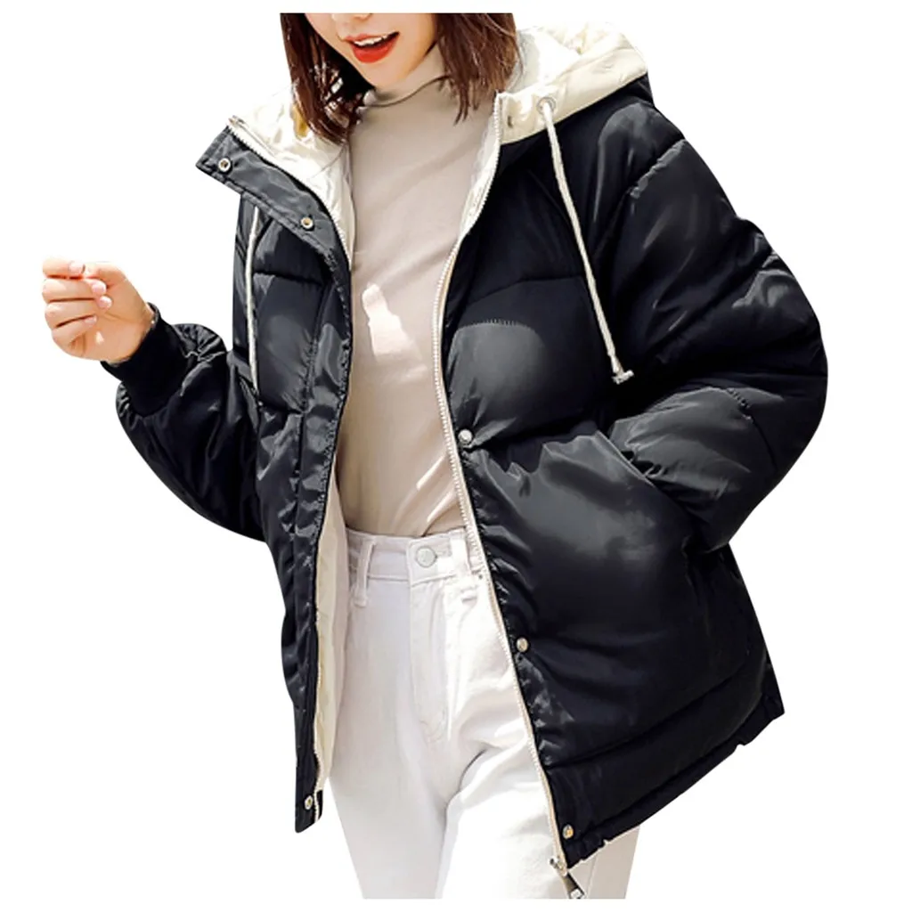 BK JAYCOSIN женские парки женские Модные свободные верхняя одежда короткие куртки с хлопковой подкладкой пальто с капюшоном с карманами Новое поступление L4008029 - Цвет: BK