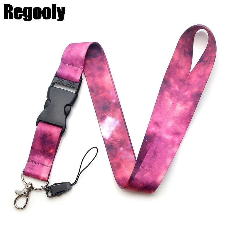 Vast starry Night Sky Nebula Lanyard for Keys Phone Cool Neck Strap Camera Whistle ID Badge Cute webbings ribbon | Украшения и