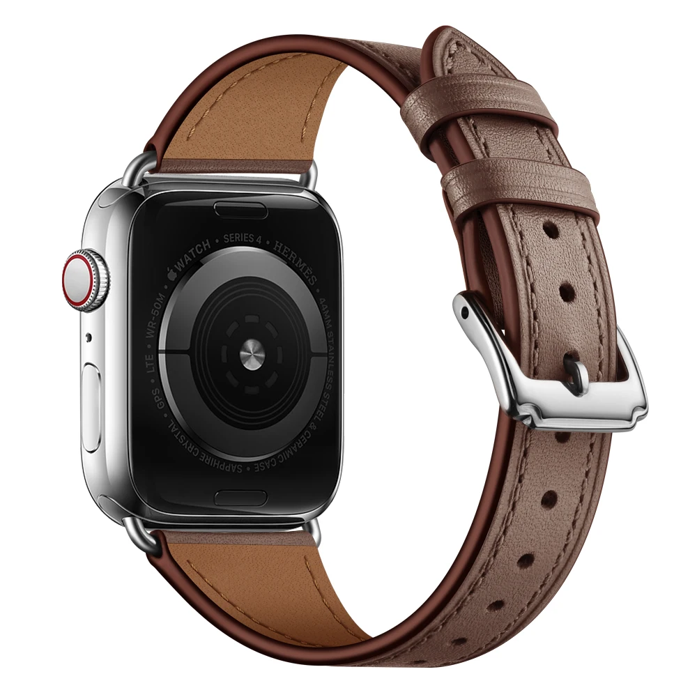 taupe Для apple watch Band series 5 сменный ремешок из натуральной кожи совместим с iwatch series5 40 мм 44 мм браслет - Цвет ремешка: taupe