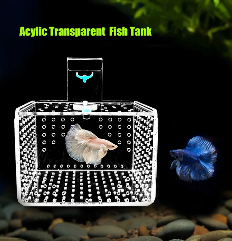 Aquarium Incubator Transparent Acylic Fish Tank Isolation Box Small Fry Breeding Box Aquatic Pet Supplies (hole Dia. 1mm/3mm) fish breeding box