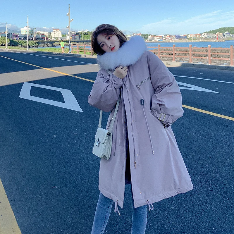 

Beauty City 2019 New Style down Jacket Cotton-padded Clothes Women's Korean-style Mid-length Loose-Fit Waist Hugging Parka Cotto