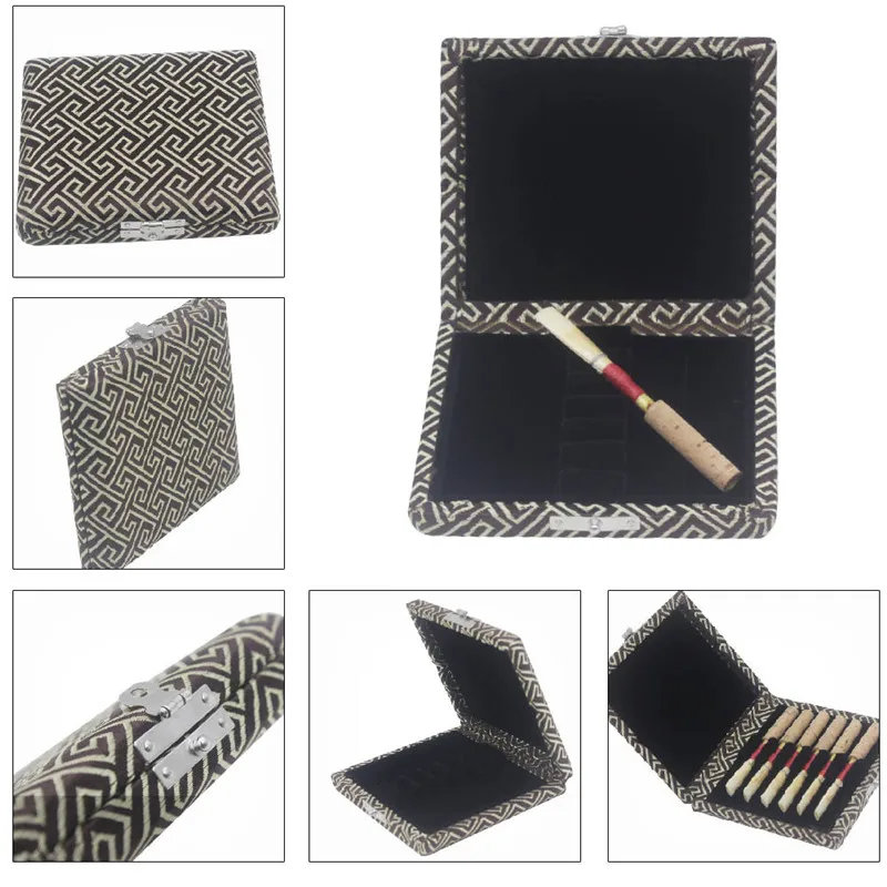 

6pcs Lightweight Oboe Reeds Storage Box Solid Wooden Silk Reed Box Oboe Reeds Protector Instrument Box Accessories
