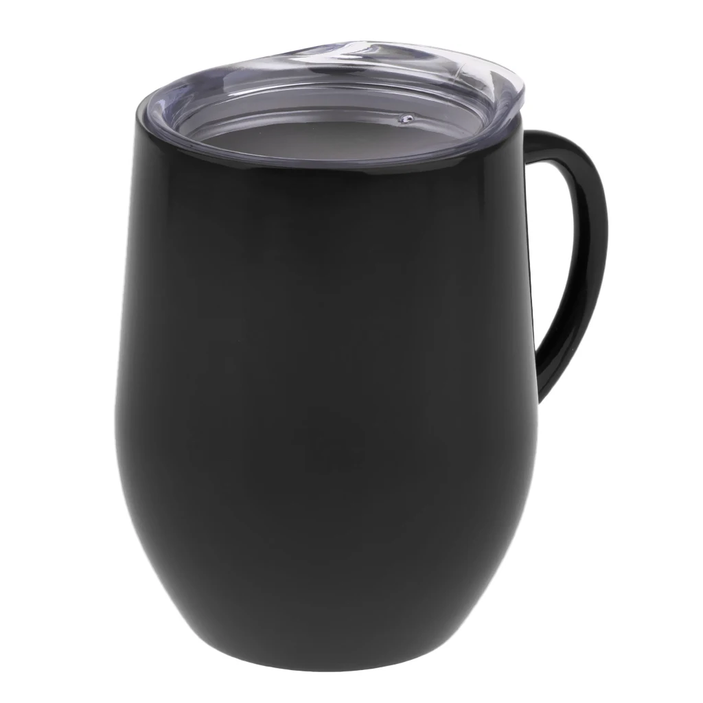 12 oz Insulated Mug With Handles Coffee Cups Stainless Steel Double Wall Vacuum Insulated For Ice And Hot Drink Wine Glass