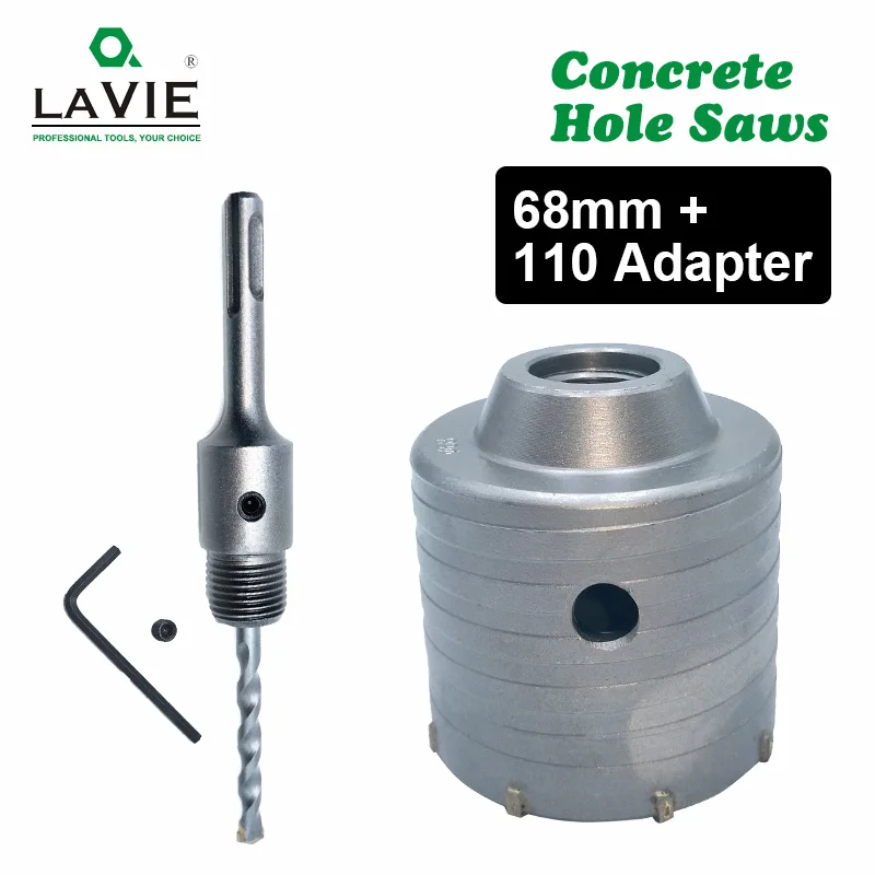 LAVIE 1 set SDS PLUS 68mm foro per calcestruzzo sega elettrica punta per trapano con nucleo cavo gambo 110mm cemento pietra muro condizionatore d'aria lega