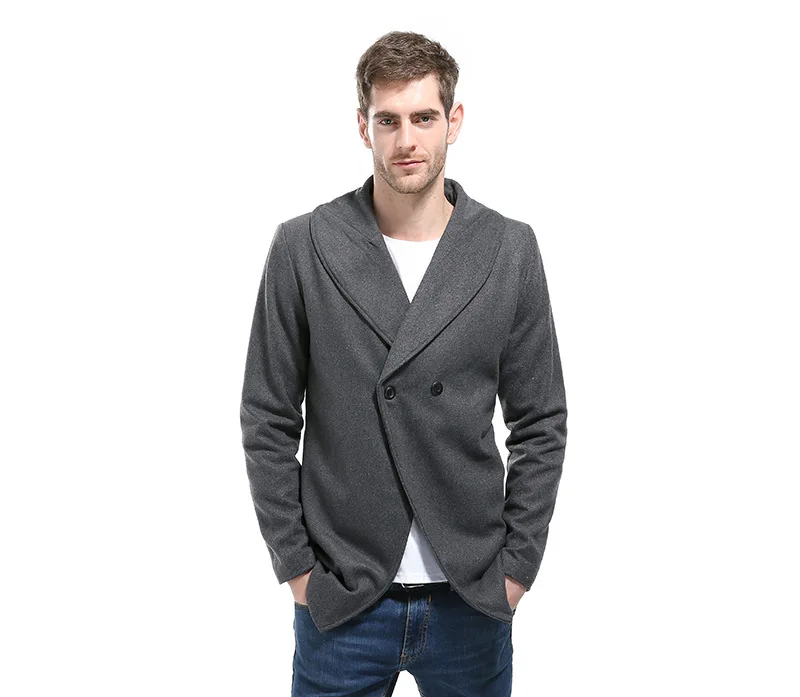 Grey Hombre пальто куртка Тренч для мужчин ветровка Masculino Тонкий ветрозащитный плащ Мужская одежда осенняя однотонная MOOWNUC - Цвет: Grey