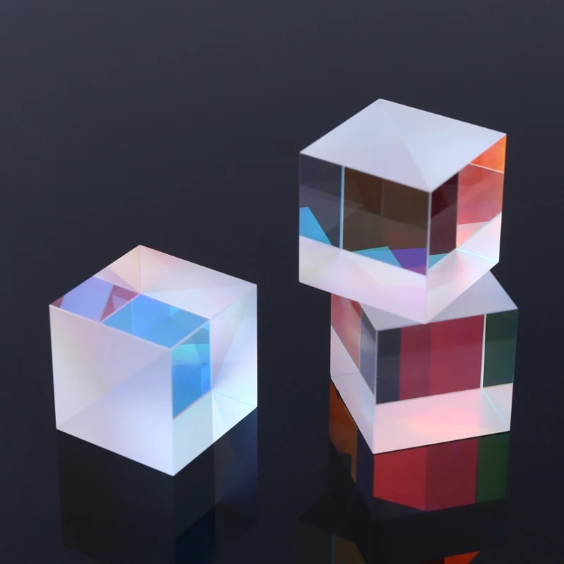 Красочные комбайнер Splitter кросс Двуцветные куб RGB Призма оптический Стекло в