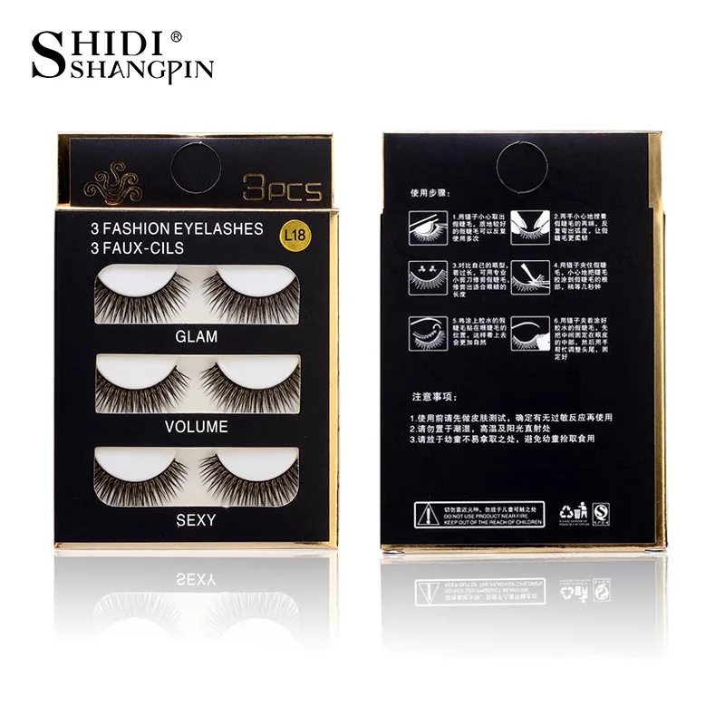 

Makeup eyelashes wholesale 3 pairs of natural thick eyelashes packaging eyelash extension essential handmade eyelashes wholesale