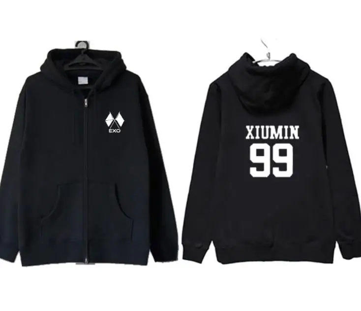 Kpop exo obsession альбом же имя члена печать черная молния толстовка унисекс флис Свободная Толстовка - Цвет: fleece