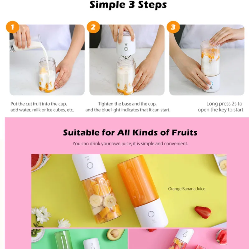  XIAOMI MIJIA VIOMI Blender Electric juicer portable mini blender kitchen food processor charging us