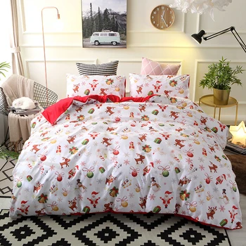 

Christmas Bedding Set Printed Duvet Cover King Queen Size Sets Quilt Cover Deer Comforter Covers 3Pcs 260x230