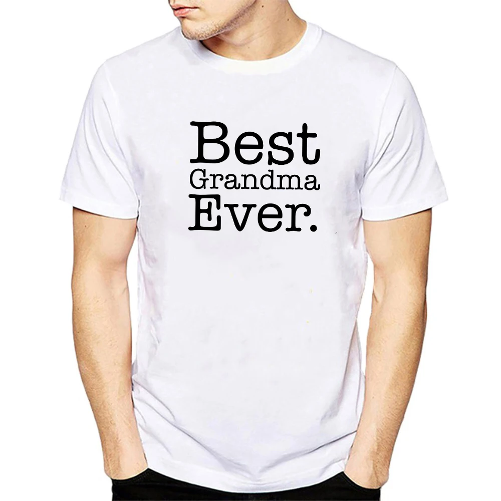 

Black Cotton Short For Men Tees Family Feelings Best Grandma Ever Pattern Print T Shirt