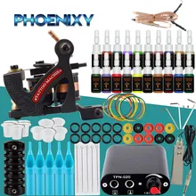 Стартовый набор татуировки для начинающих тату-машинки, мини-Электропитание, полный набор инструментов, многоцветные тату-дизайн, пигмент, макияж, Набор Татуировок