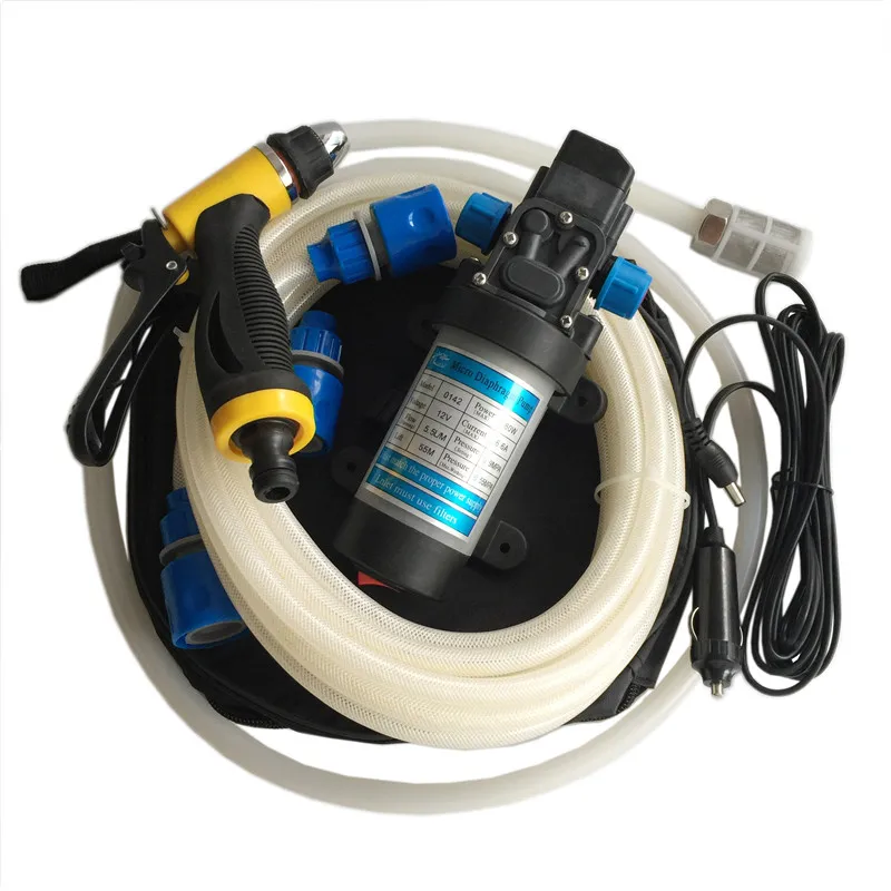 

S298 1Set DC 12V 80W 80PSI High Pressure Car Electric Washer Wash Pump Set Portable Auto washing machine Kit with Car charger