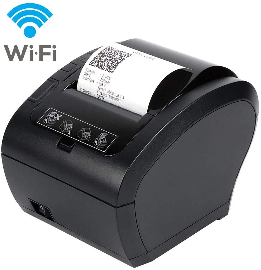 80mm 300m/s Thermal Receipt Printer POS Billing Printer Wireless WIFI/Bluetooth Printer Auto Cutter Android/iOS/Windows ESC/POS mini smartphone photo printer