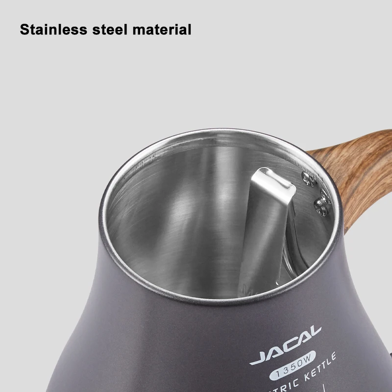 1.0L Electric Kettle Retro Gooseneck Hand Brewed Coffee Pot Slender Mouth Teapot Stainless Steel Liner Kettle with thermometer 4