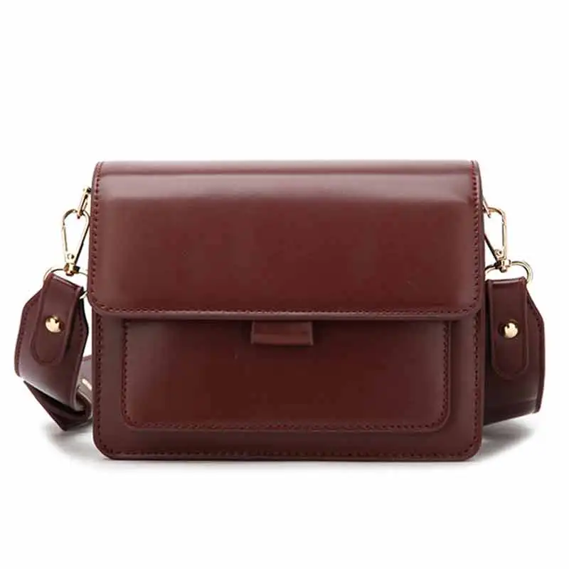 

Women PU Leather Shoulder Bag Fashion Lady Messenger Bag Small Square Youth Female Daily Bag Wild Wide Shoulder Strap Black Red