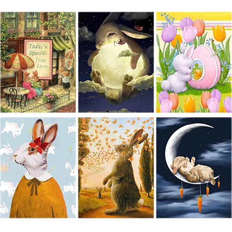 

Cartoon Tulip Daimond Painting Rabbit Full Drill 5d Diy Diamond Embroidery Bunny Animal Crystal Rhinestone Home Decor Gift A78