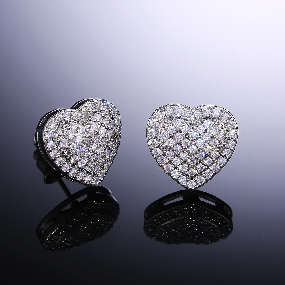 Huitan Classic Design Dazzling Heart Stud Earrings for Women High Quality Romantic Female Accessories Timeless Styling Jewelry