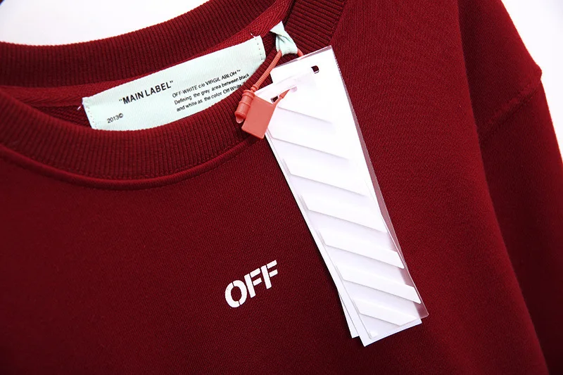 OFF-WHITE OW VIRGIL ABLOH trend свободная хип-хоп Уличная с длинным рукавом с круглым вырезом в полоску плюс бархатная мужская толстовка с капюшоном куртка