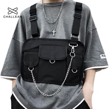 Мужская сумка на грудь, женская, в стиле хип-хоп, тактическая, водонепроницаемая, черная, в виде пули, инструмент, уличная сумка с цепочкой, уличный жилет, поясная сумка, 199