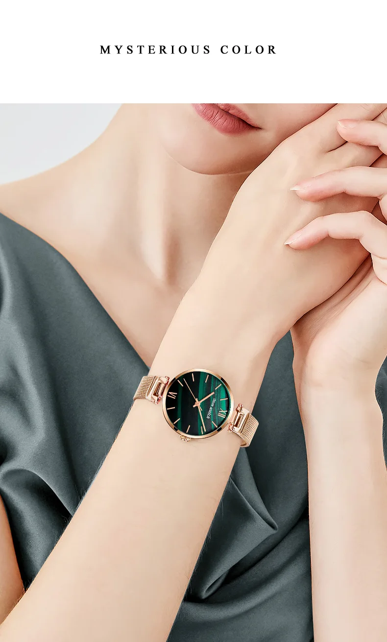 DOM женские часы, новинка, розовое золото, женские часы-браслет, женские кварцевые часы, малахитовые зеленые наручные часы, женские часы G-1286G-3M