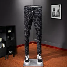 Lijn принт Broek MensBritish Stijl Mannen Skinny Formele Broek бизнес Broek Pantalon Hombre уличная одежда Sociale Broek