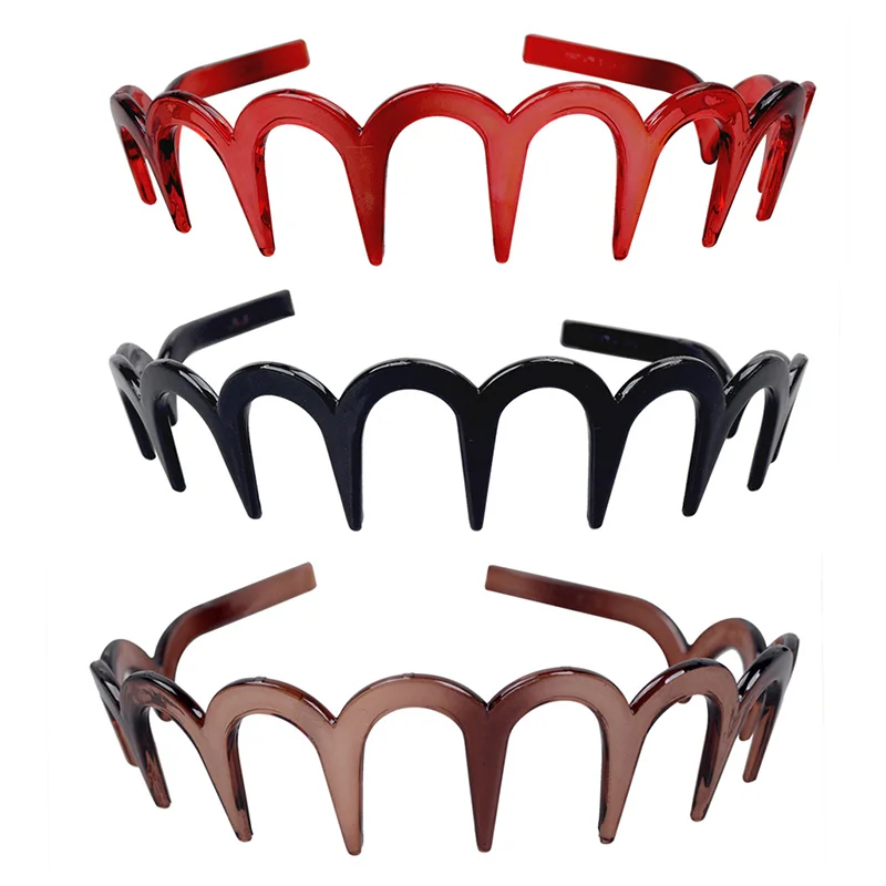 1X Women Girls Zig-Zag Shark Tooth Headband Plastic Wave Comb Hair Hoop Headwear Anti-Slip Wave Comb Headband Headgear