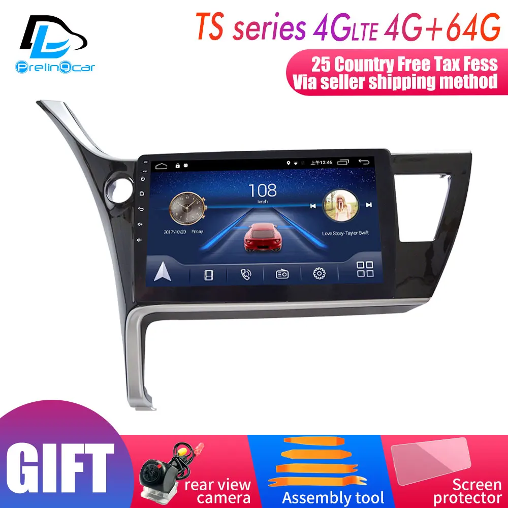 4G Lte Android 9.0 GPS multimedia navigation system For Toyota Corolla year car dvd player pillow headrest radio