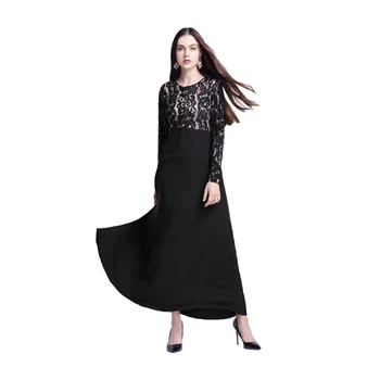 

Embroidery lace black Plus size islamic muslim turkish dresses abayas women abaya dubai bangladesh hijab dress Clothing 10.30