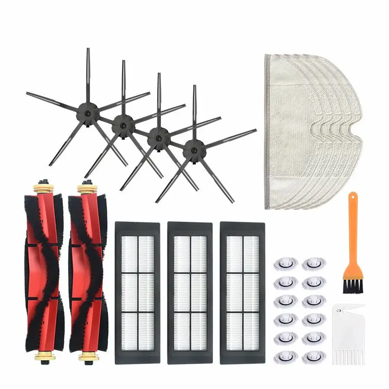 

4 Arm Side Brushes +3 Filters +2 Main Brush+5 Rags +12 Water Cores+1Yellow & White Brush for Roborock Robot Vacuum Cleaner Parts
