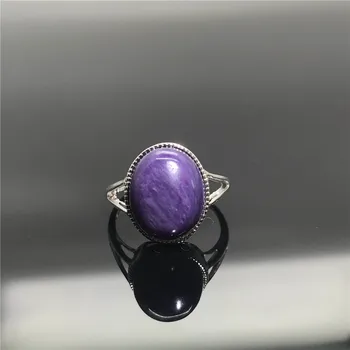 

Natural Purple Charoite Ring Jewelry Women Lady Love Gift 925 Silver Oval Beads Woman Gemstone 15x13mm Adjustable Ring AAAAA