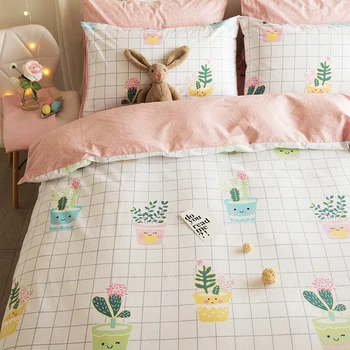 

Cotton Cotton Four-Piece Bedding Set Girl Heart Bed Sheet Three-Piece Quilt Cover