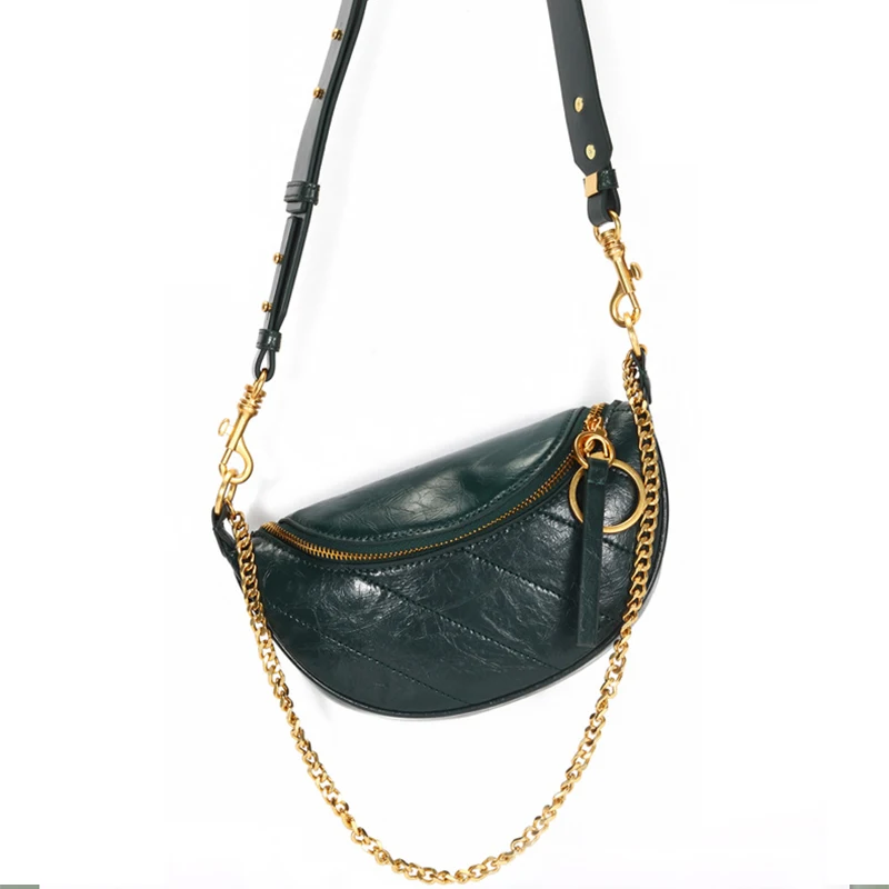 MAHEU, высокая мода, красивая кожаная поясная сумка для девушек, натуральная кожа, поясные сумки для женщин, женская поясная сумка с железной цепочкой
