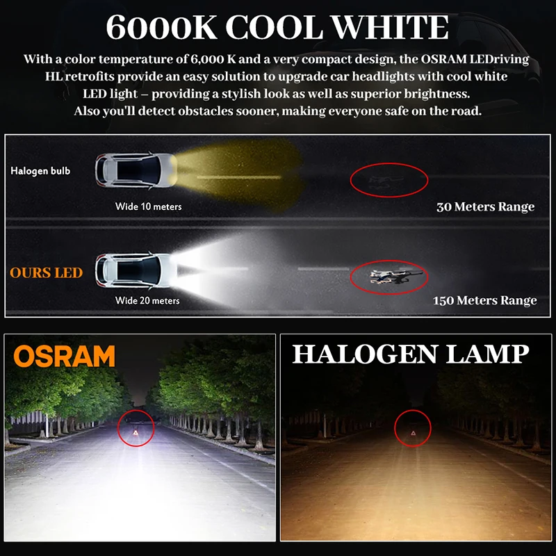 Nysgerrighed jubilæum Bliv såret Osram H7 Led Bulbs Car Accessories H11 H4 H8 9005 Hb3 9006 Hb4 Fog Lights  6000k Cool White Auto Headlight Lamps Original Turbo - Car Headlight Bulbs( led) - AliExpress